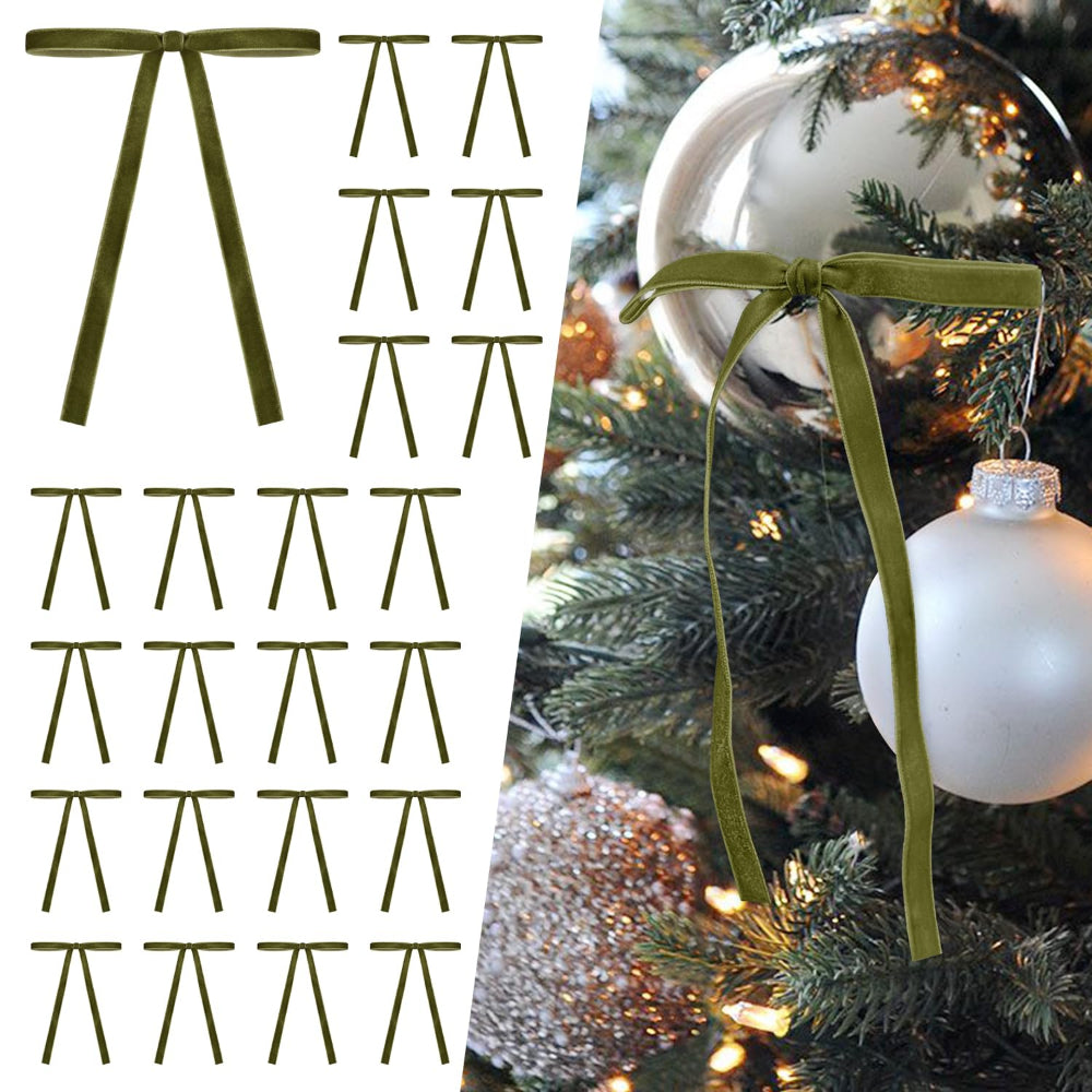 Guirlandes de Noël en Velours avec Nœuds en Ruban pour Décoration de Maison de Fête