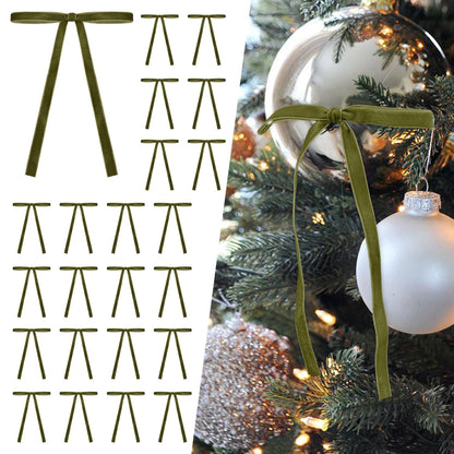 Guirlandes de Noël en Velours avec Nœuds en Ruban pour Décoration de Maison de Fête