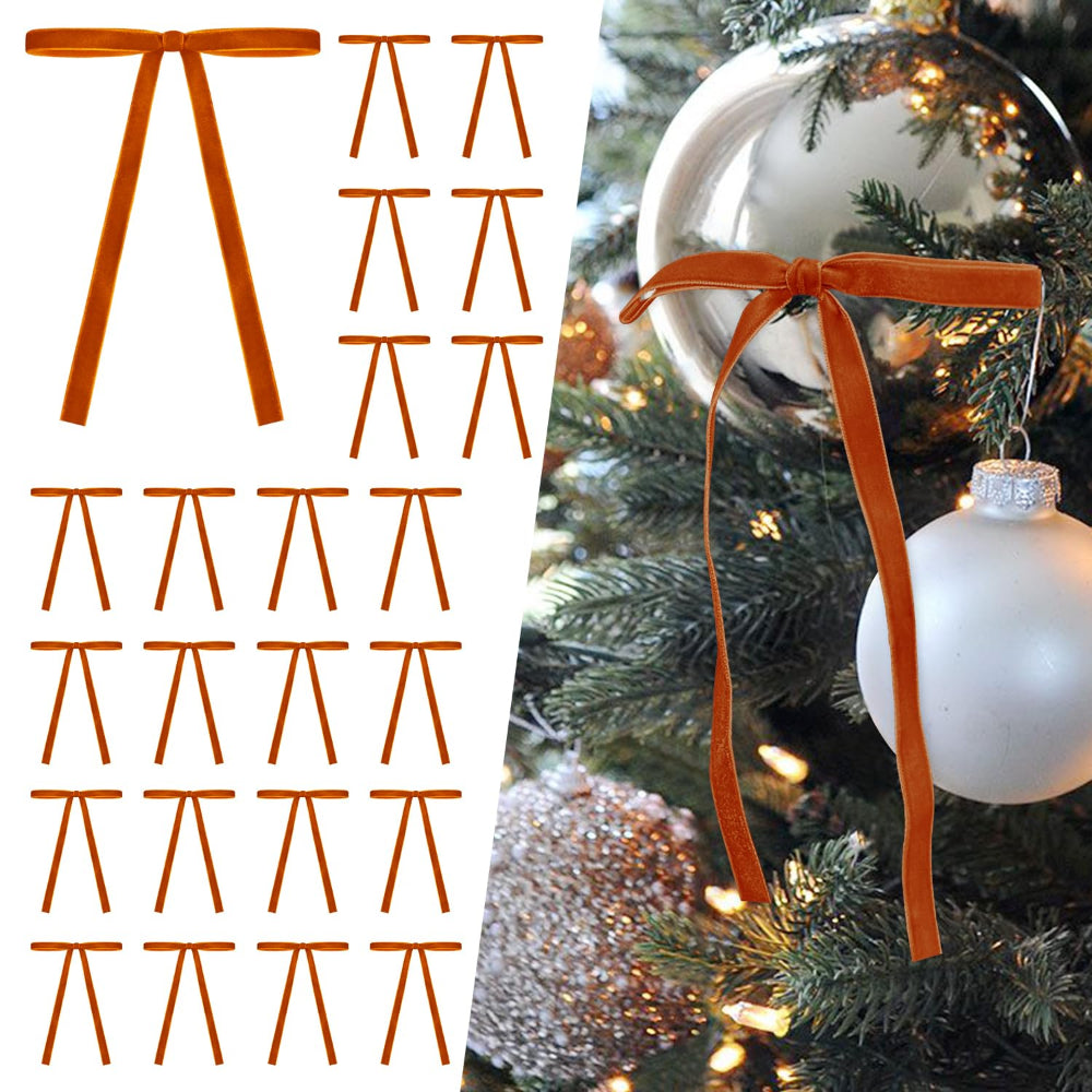 Guirlandes de Noël en Velours avec Nœuds en Ruban pour Décoration de Maison de Fête