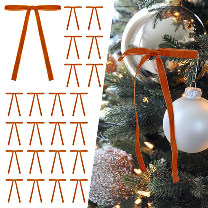 Guirlandes de Noël en Velours avec Nœuds en Ruban pour Décoration de Maison de Fête