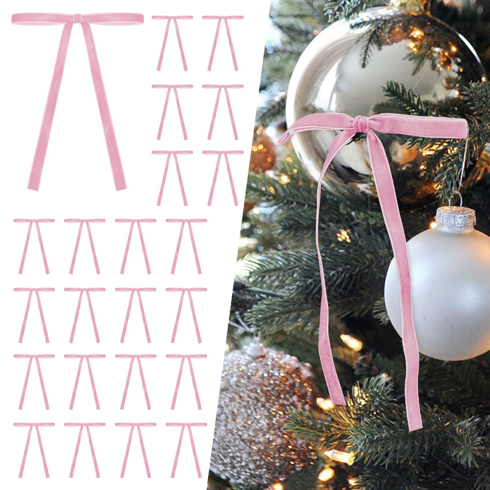 Guirlandes de Noël en Velours avec Nœuds en Ruban pour Décoration de Maison de Fête