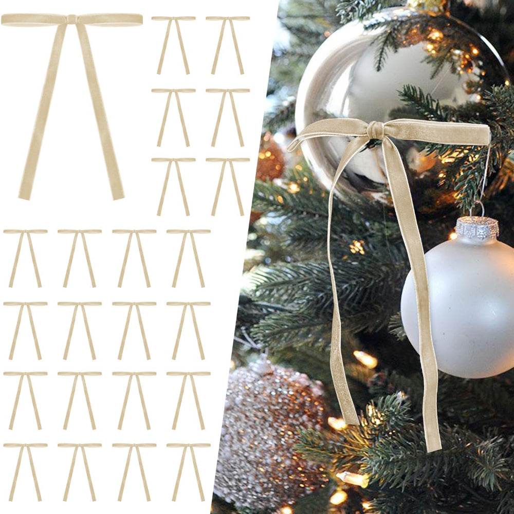 Guirlandes de Noël en Velours avec Nœuds en Ruban pour Décoration de Maison de Fête