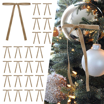 Guirlandes de Noël en Velours avec Nœuds en Ruban pour Décoration de Maison de Fête