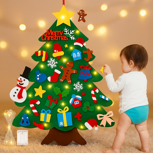 Arbre de Noël Enfant Felt Coloré Décorations Lumières - BlxckFR