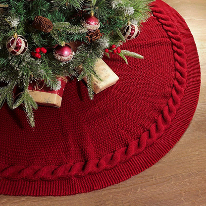 Jupe de Sapin de Noël Tricotée Ronde Décoration Festive - BlxckFR