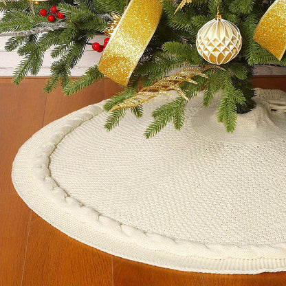 Jupe de Sapin de Noël Tricotée Ronde Décoration Festive