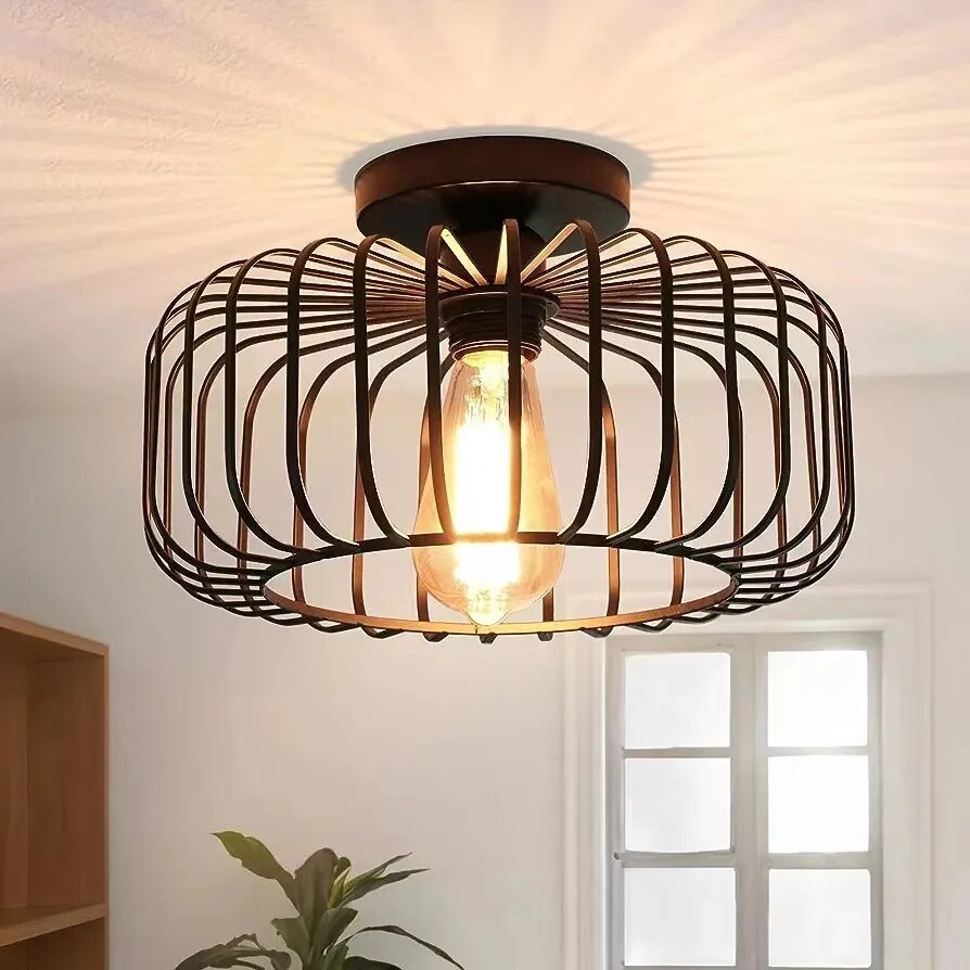Luminaire Suspendu en Cage, Éclairage Doux et Chaleureux - Foivo