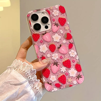 Coque Pour Téléphone Design Floral Transparent avec Paillettes 3