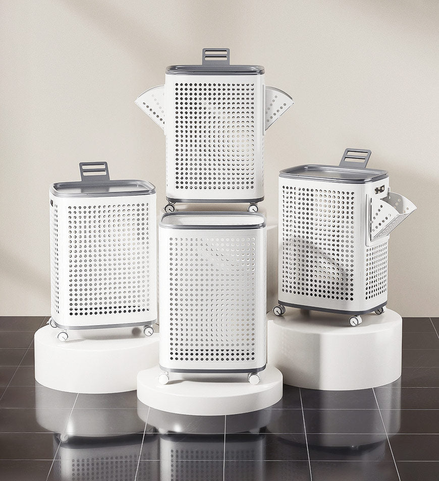 Corbeille à Linge XXL Pliable sur Roulettes avec Compartiments Organisés 3