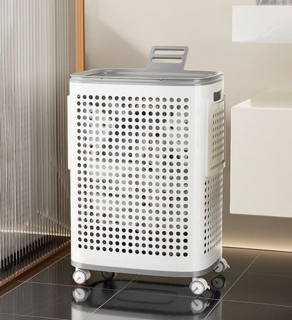 Corbeille à Linge XXL Pliable sur Roulettes avec Compartiments Organisés 5