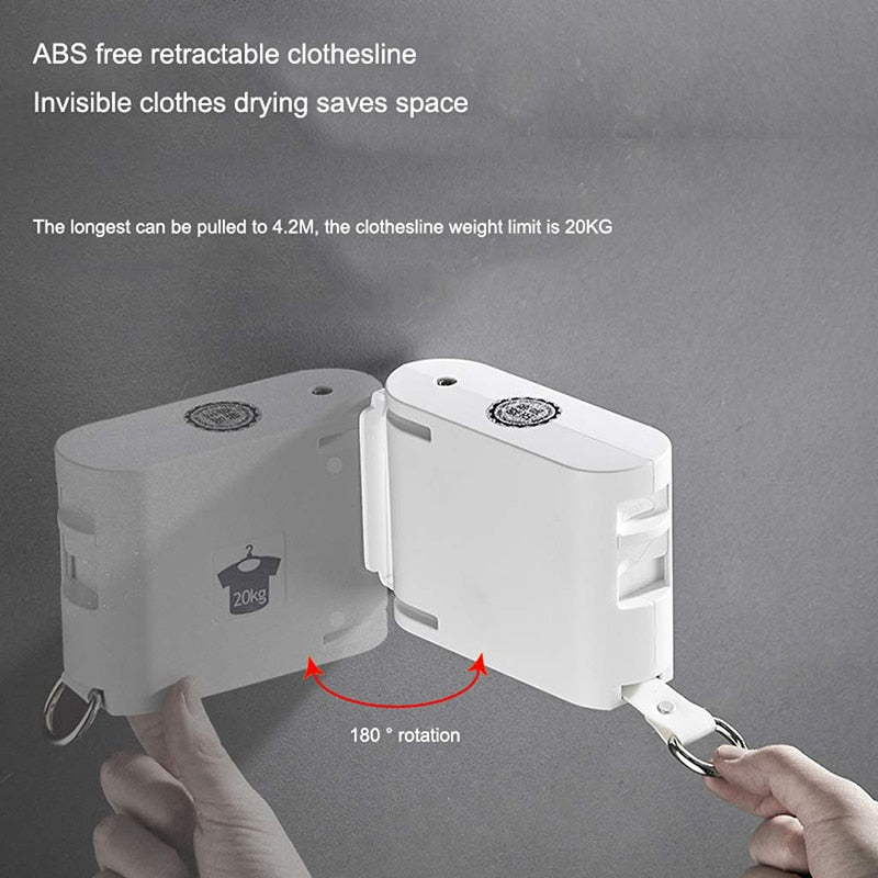 Corde à Linge Rétractable Invisible pour Intérieur et Extérieur, 4,2 m, Pratique et Compact 6