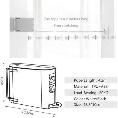 Corde à Linge Rétractable Invisible pour Intérieur et Extérieur, 4,2 m, Pratique et Compact 7
