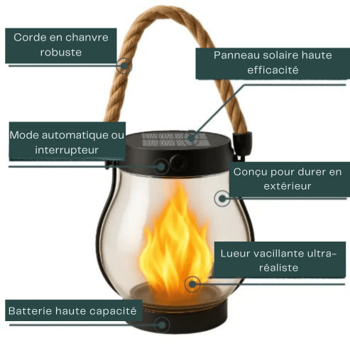 Lampe Solaire Extérieur LED Effet Flamme Design Moderne