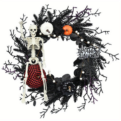 Décoration Halloween Couronne Squelette Citrouilles Effrayante