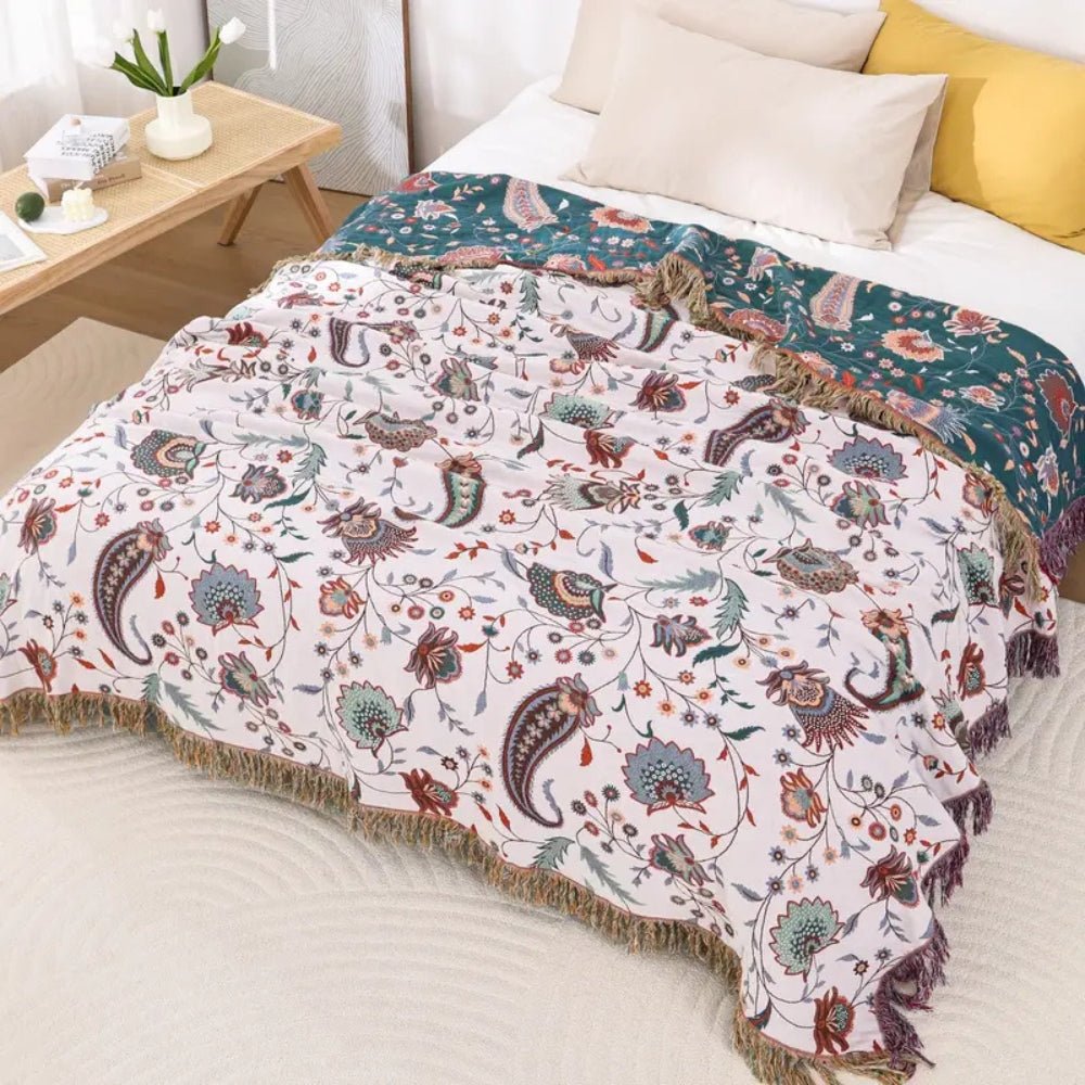 Couverture Réversible Unisexe en Coton Douce Vintage 150x200 cm