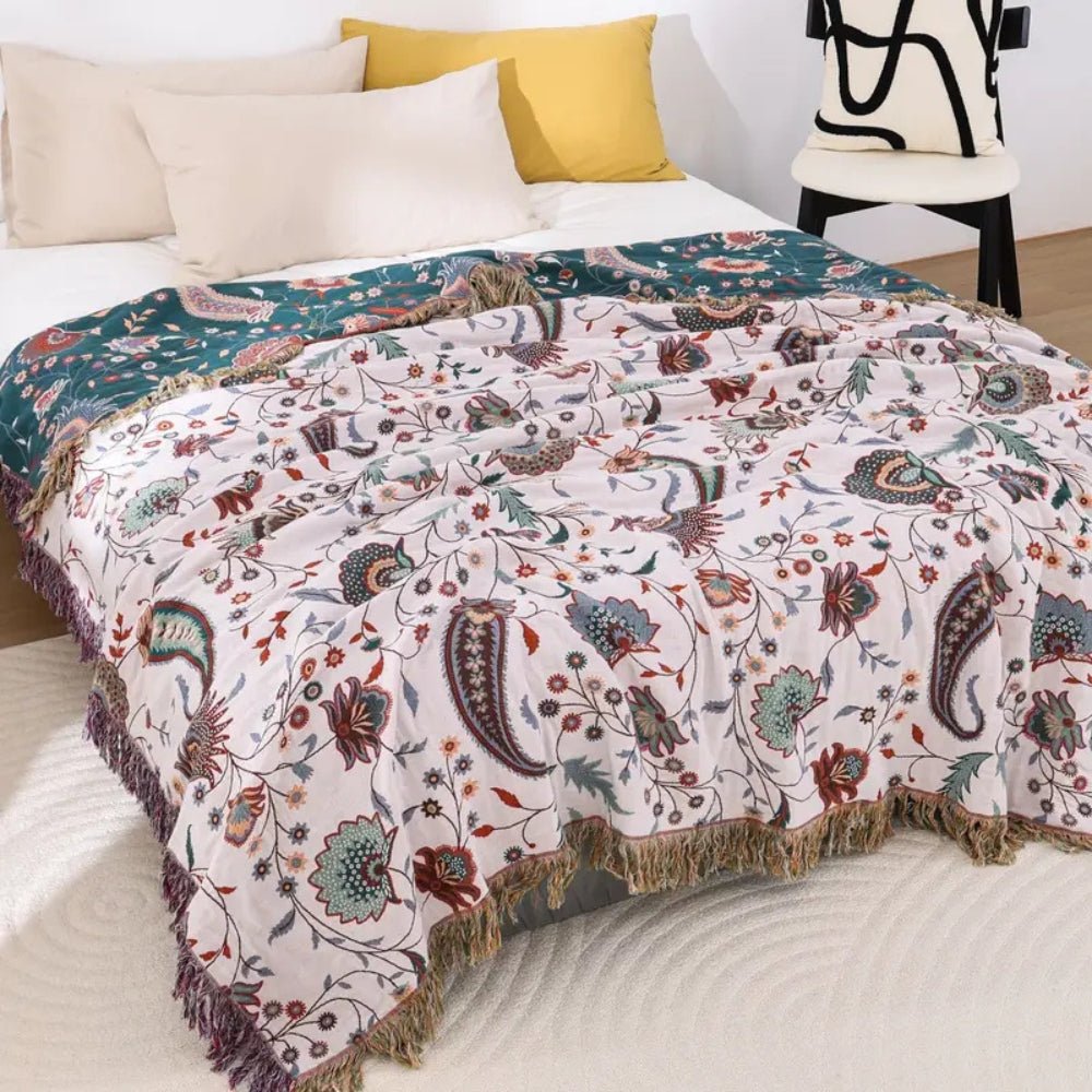 Couverture Réversible Unisexe en Coton Douce Vintage 150x200 cm