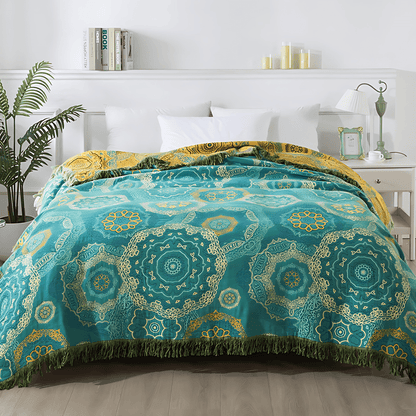 Couverture Mandala Unisexe Coton Motif Bohémien - Foivo