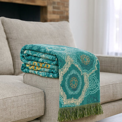 Couverture Mandala Unisexe Coton Motif Bohémien