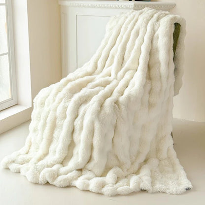 Couverture Polaire Unisexe Double Couche Fausse Fourrure Douce