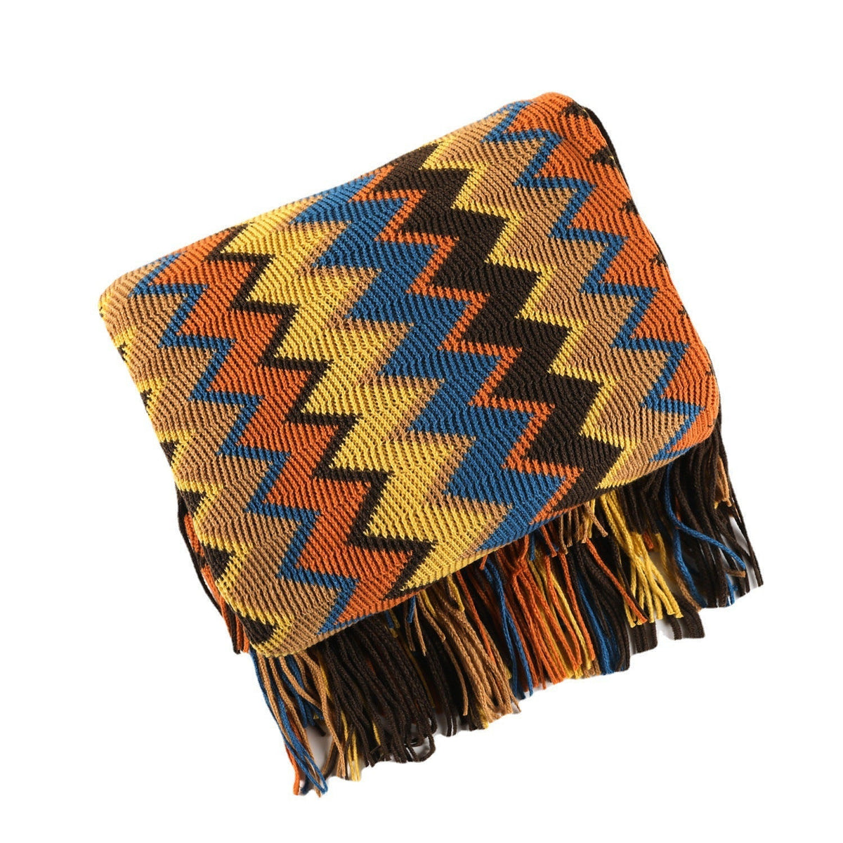 Couverture Unisexe Tissée Motif Zigzag Style Moderne - Foivo