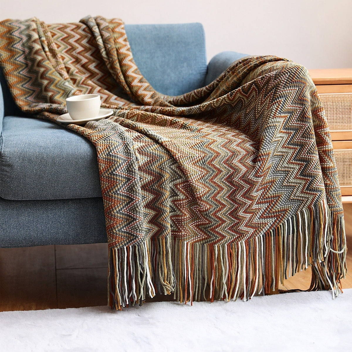 Couverture Tissée Zigzag Unisexe Style Moderne 7
