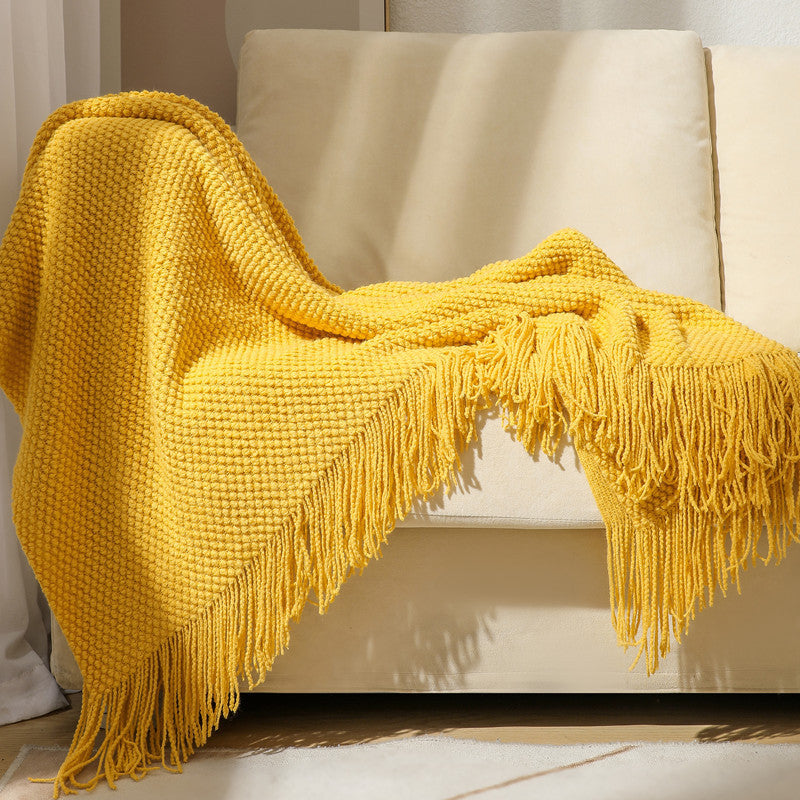 Couverture à franges texturée pour intérieur confortable 2