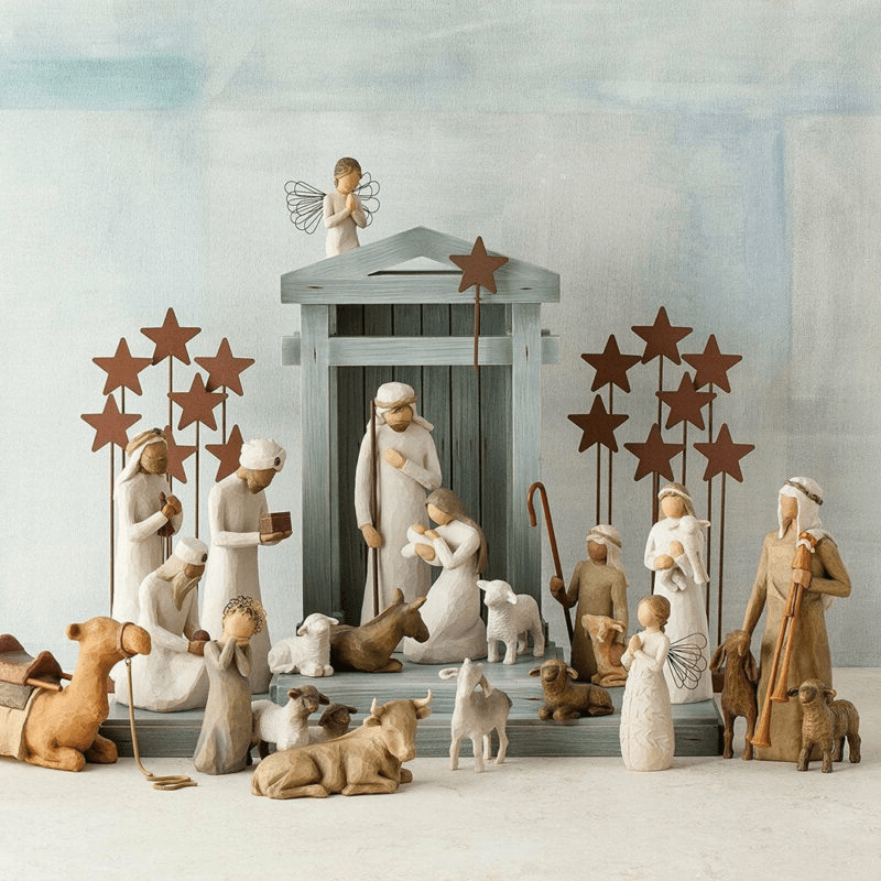 Ensemble de Figurines Nativité Bois de Grange Unisexe - Foivo