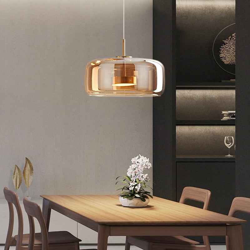 Luminaire Suspendu LED Chic en Verre Or