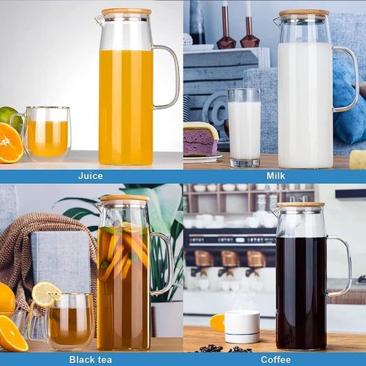 Carafe en Verre Thermorésistante avec Couvercle Bambou Chic - Foivo