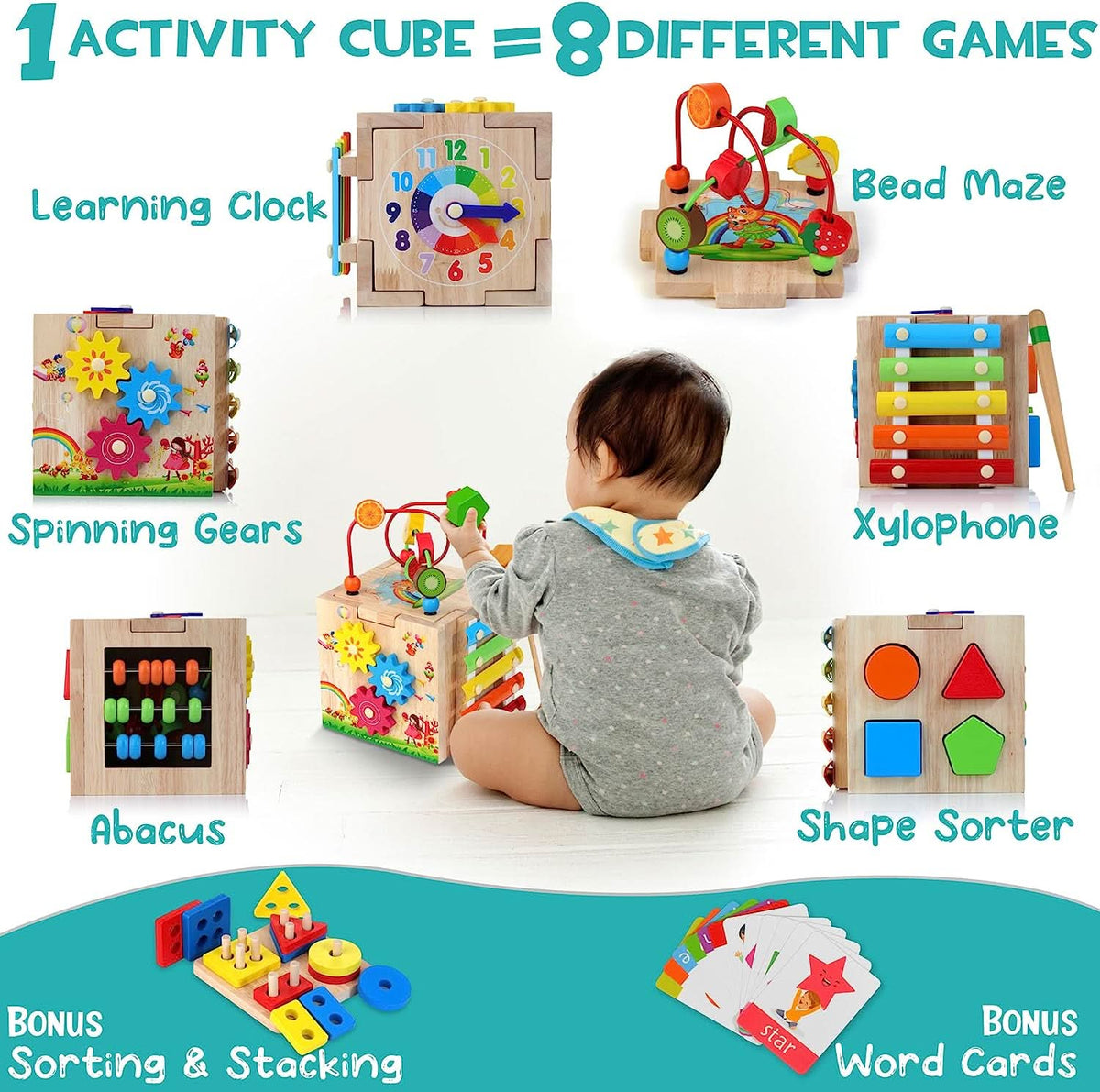Cube d'Activités Multifonctionnel 8 en 1 pour Bébé 1