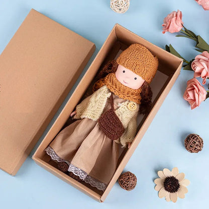 Poupée Câlin En Bois avec Accessoires de Jeu