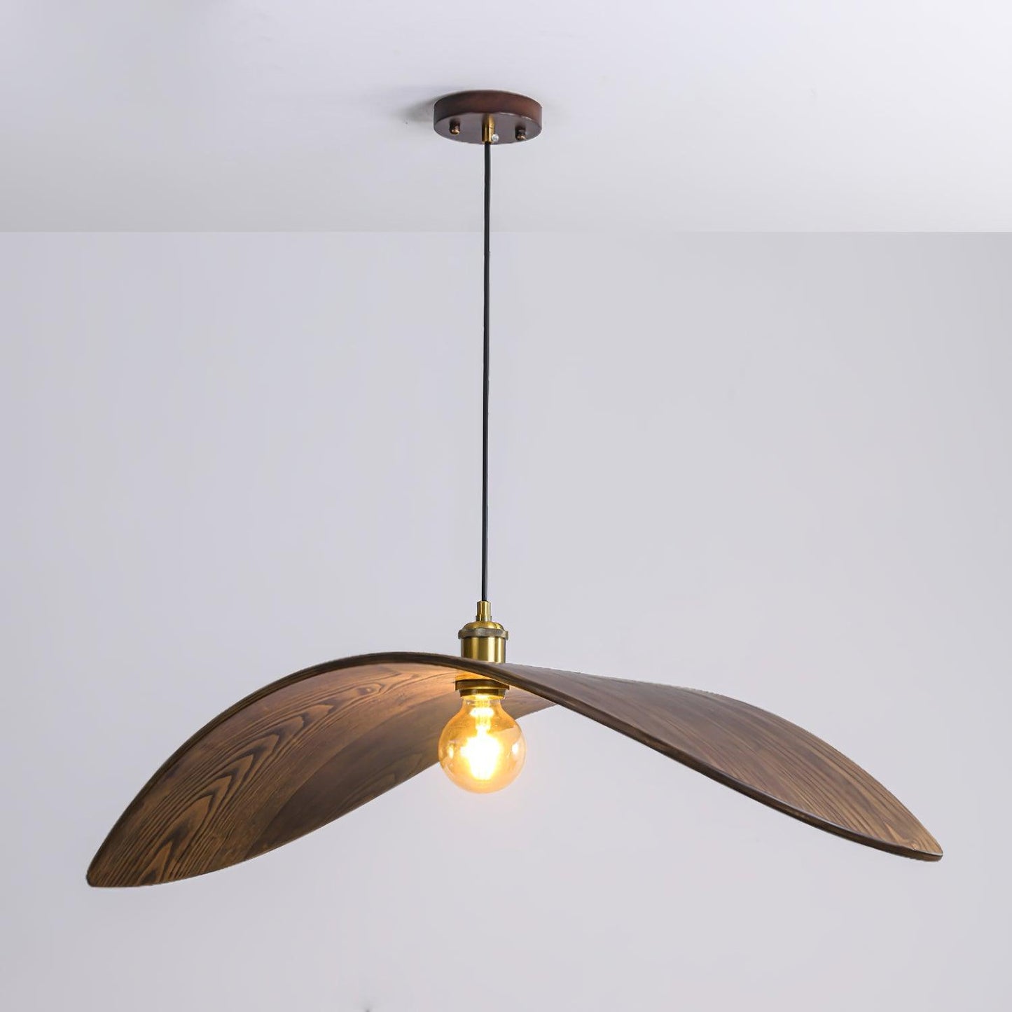 Lampe Pendante Bois Courbe Naturel