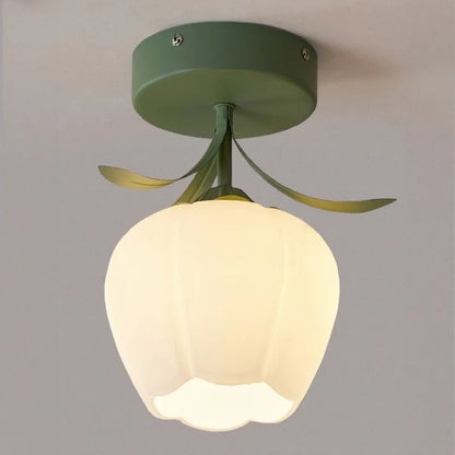 Lampe Plafond Vintage Fleur en Verre Délicat