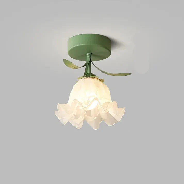 Lampe Plafond Vintage Fleur en Verre Délicat