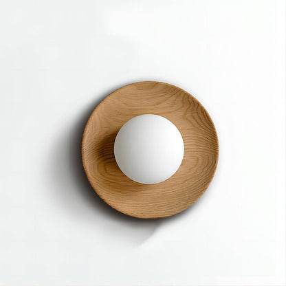 Lampe Murale Élégante en Bois Blanc et Verre