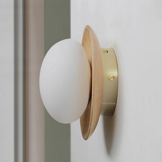 Lampe Murale Élégante en Bois Blanc et Verre - Foivo