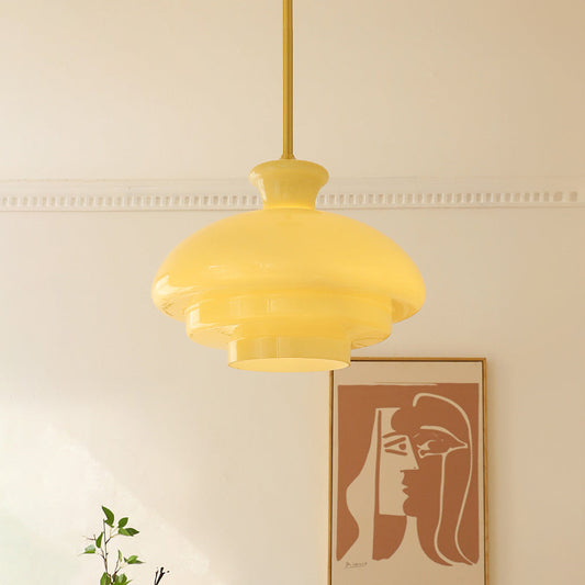 Luminaire Suspendu Rétro Chic en Verre Beige - Foivo
