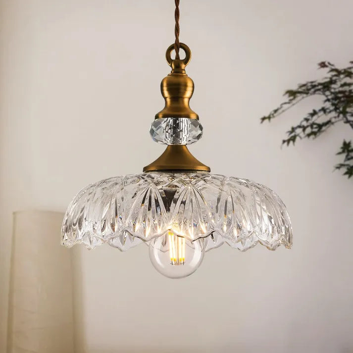 Élégante Suspension de Cuisine en Verre et Métal - Style Chic Rétro
