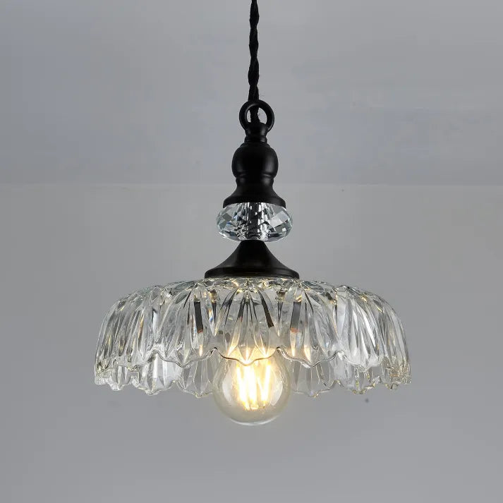 Élégante Suspension de Cuisine en Verre et Métal - Style Chic Rétro