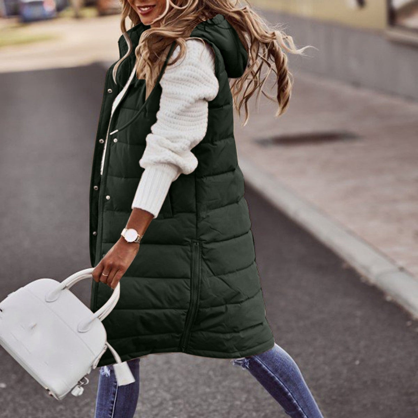 Gilet Élégant Long Femme