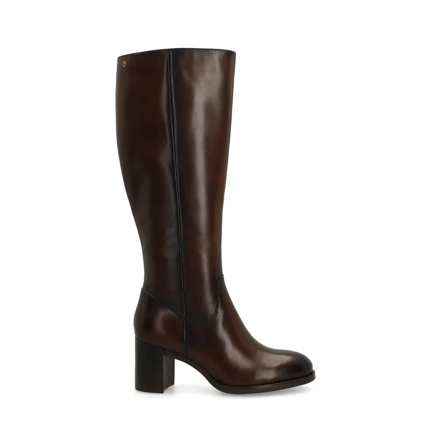 Bottes Femmes Talons Hauts en PU Brun Foncé - Foivo