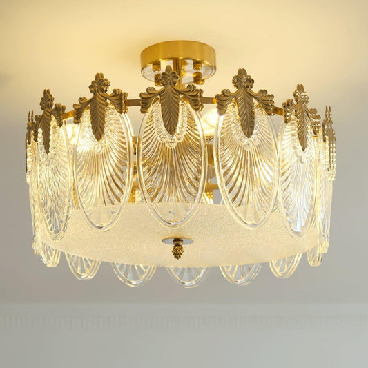 Lampe Suspendue en Verre Transparent avec Motif Floral - Foivo