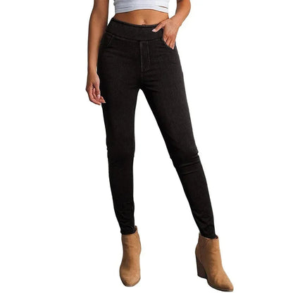 Jeggings Élégants Noir Haute Taille pour Femmes