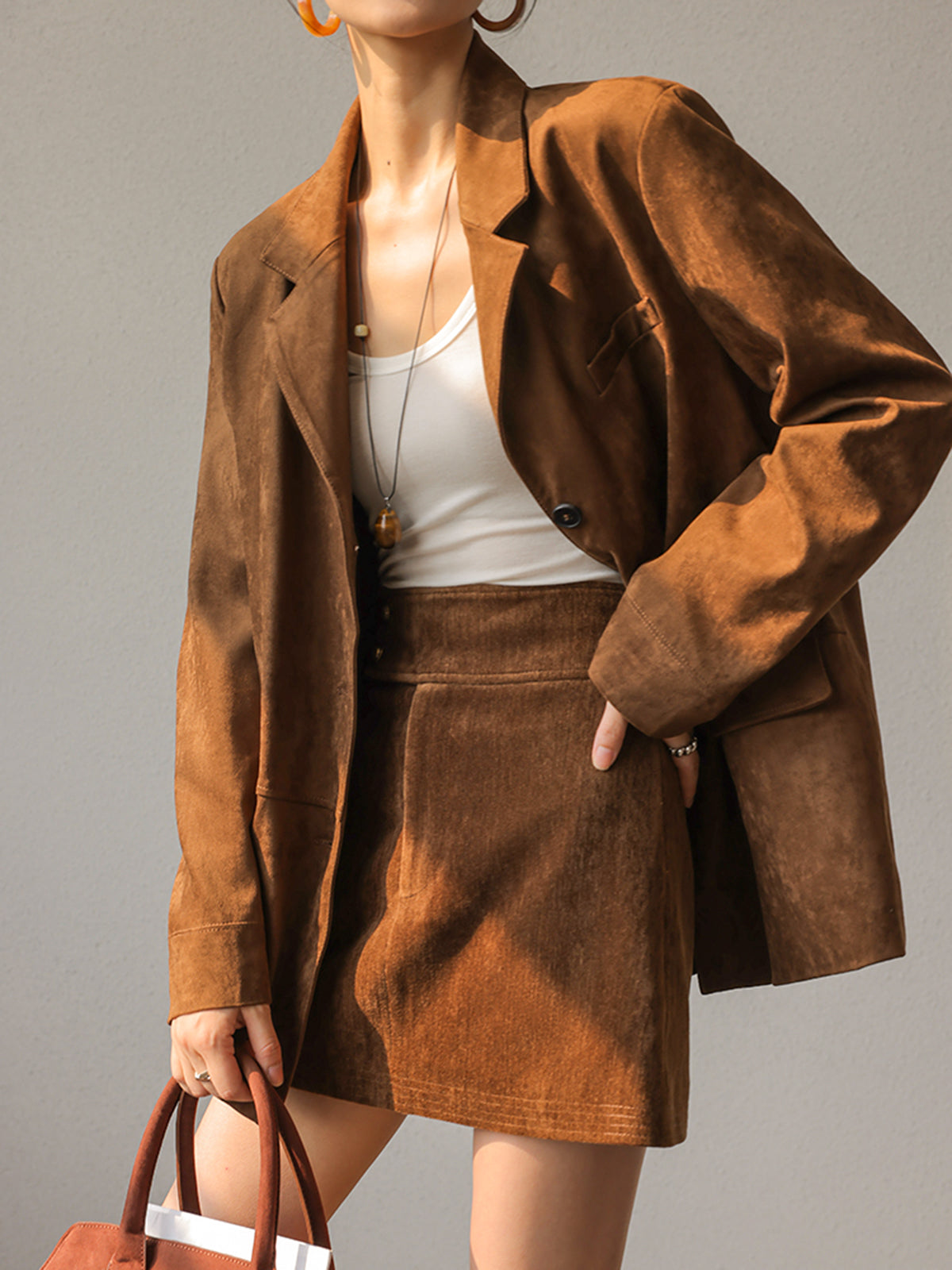 Denise | Vintage Suede Button Blazer - Foivo