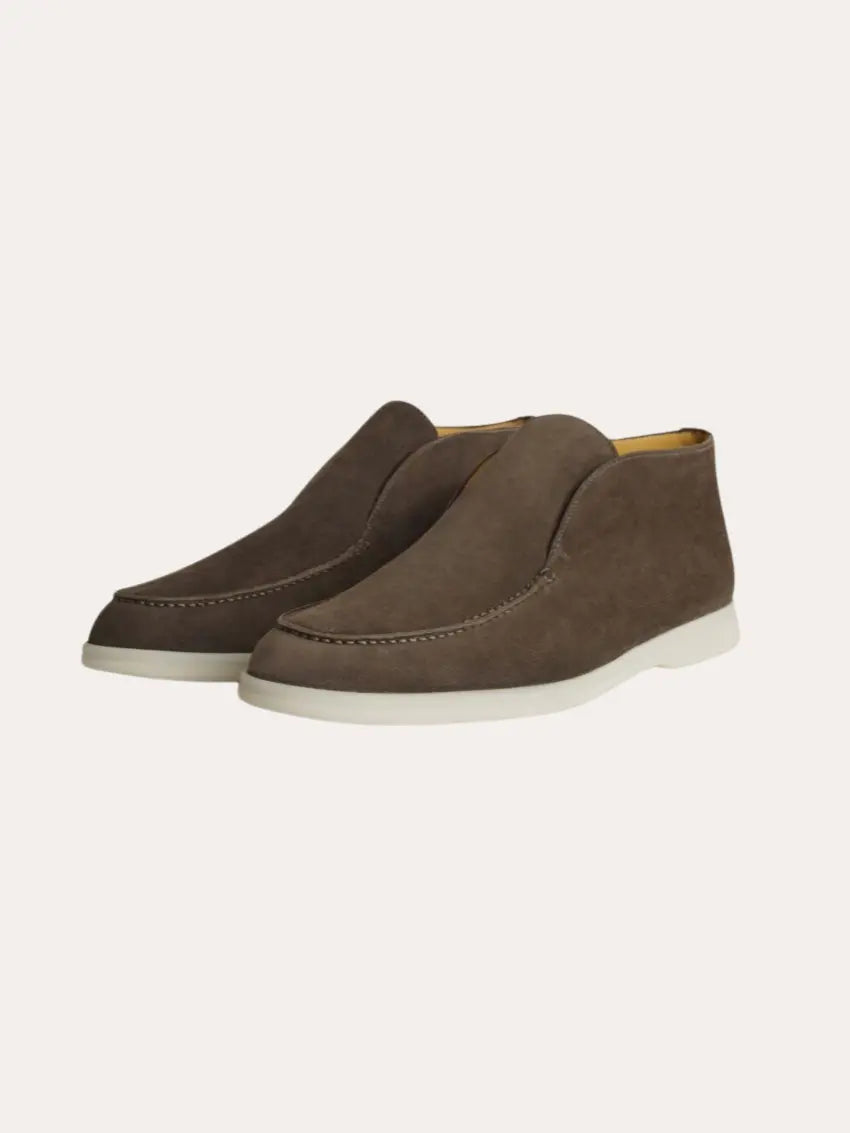 Chaussures Loafers en Suede Gris Foncé Élégantes - Foivo