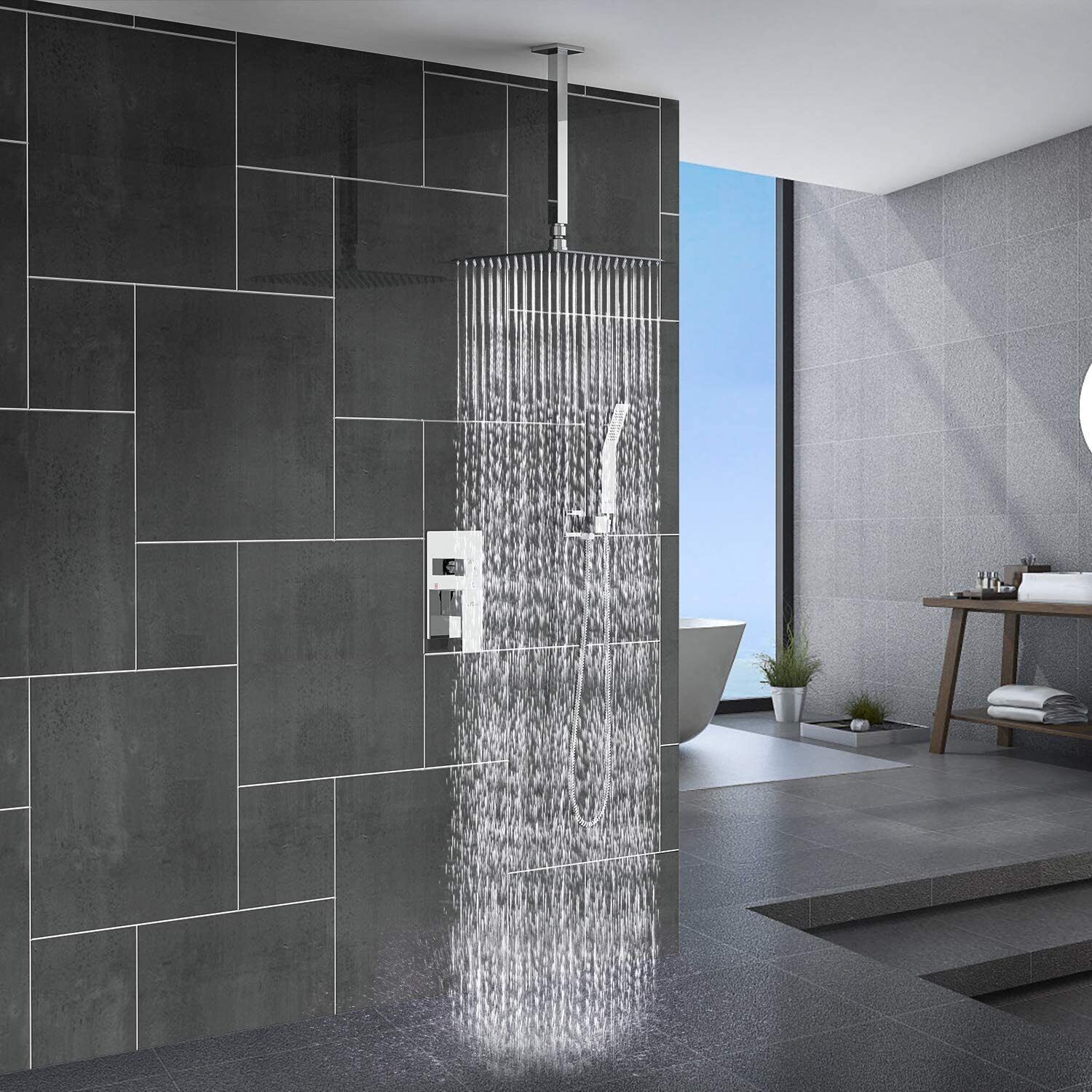 Douche Murale Ultra Étroite à Effet Pluie Moderne 4