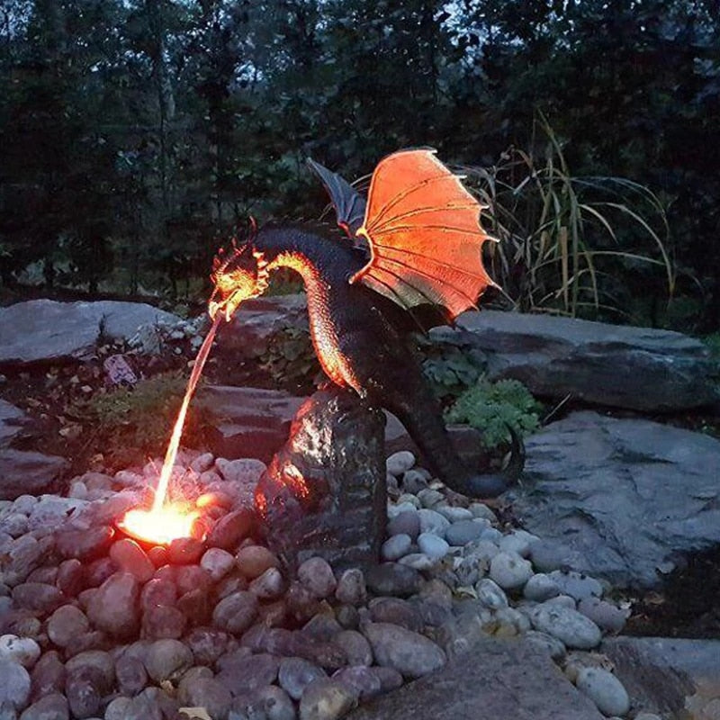 Fontaine Dragon Cracheur de Feu Décoration Extérieure - Foivo