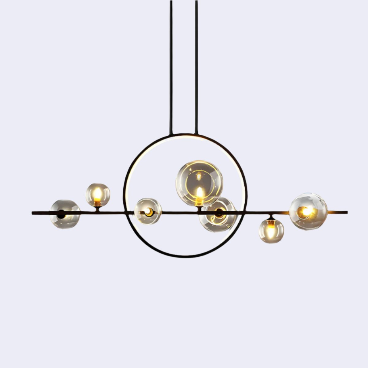 Luminaire Élégant Suspendu ELARA – Anneau LED et Décoration en Verre