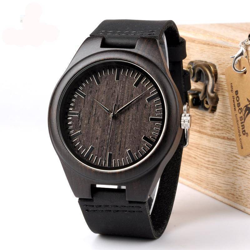 Montre Quartz Bois Élégante pour Homme avec Cuir - Foivo