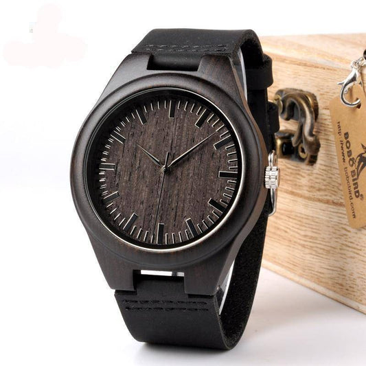 Montre Quartz Bois Élégante pour Homme avec Cuir - Foivo
